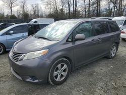 Salvage cars for sale at Waldorf, MD auction: 2015 Toyota Sienna LE