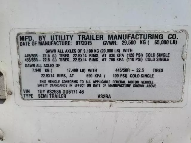 2016 Utility Refer Trailer