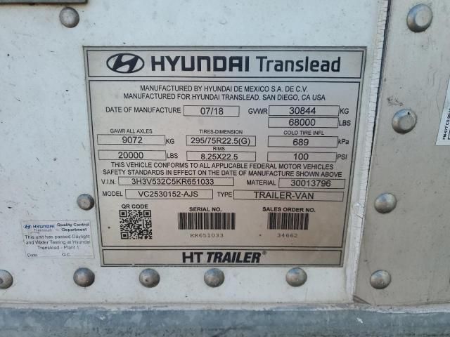 2019 Hyundai Translead DRY Van Trailer