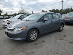 Salvage cars for sale at San Martin, CA auction: 2012 Honda Civic LX