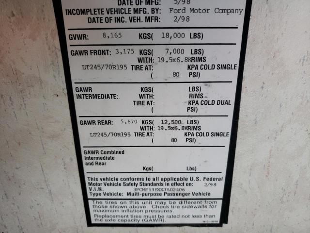 1998 Ford F550 Super Duty Stripped Chassis