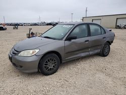 Salvage cars for sale at Temple, TX auction: 2005 Honda Civic DX VP
