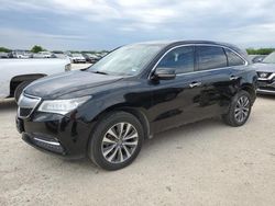 Salvage cars for sale at San Antonio, TX auction: 2015 Acura MDX Technology