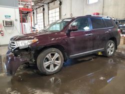 Salvage cars for sale from Copart Blaine, MN: 2013 Toyota Highlander Limited