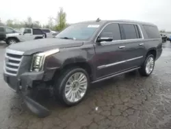 Salvage cars for sale at Woodburn, OR auction: 2015 Cadillac Escalade ESV Premium