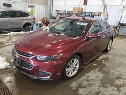 Salvage cars for sale at Mcfarland, WI auction: 2016 Chevrolet Malibu LT