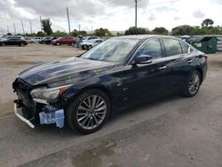 Salvage cars for sale at Miami, FL auction: 2019 Infiniti Q50 Luxe