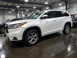 Salvage cars for sale at Ham Lake, MN auction: 2015 Toyota Highlander LE