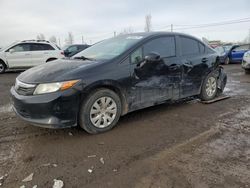 Salvage cars for sale from Copart Montreal Est, QC: 2012 Honda Civic LX