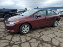 Salvage cars for sale at Woodhaven, MI auction: 2012 Honda Civic LX