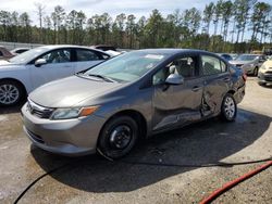 Vehiculos salvage en venta de Copart Harleyville, SC: 2012 Honda Civic LX