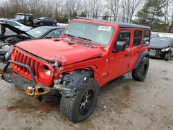 Salvage cars for sale at North Billerica, MA auction: 2019 Jeep Wrangler Unlimited Sport