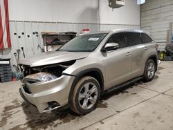 Salvage cars for sale at Des Moines, IA auction: 2015 Toyota Highlander Limited