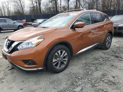 Salvage cars for sale at Waldorf, MD auction: 2016 Nissan Murano S