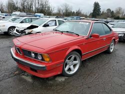 BMW 6 Series salvage cars for sale: 1989 BMW 635 CSI Automatic