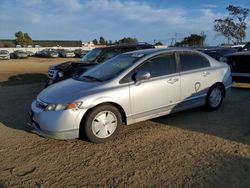 Salvage cars for sale from Copart American Canyon, CA: 2008 Honda Civic Hybrid