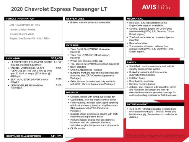 2020 Chevrolet Express G3500 LT