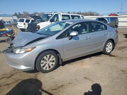 Salvage cars for sale at Pennsburg, PA auction: 2012 Honda Civic LX