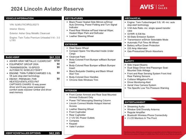 2024 Lincoln Aviator Reserve