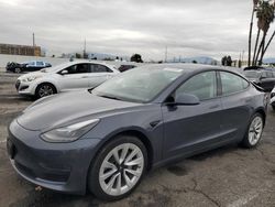 Salvage cars for sale at Van Nuys, CA auction: 2022 Tesla Model 3