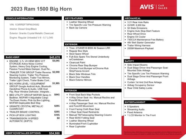 2023 Dodge RAM 1500 BIG HORN/LONE Star