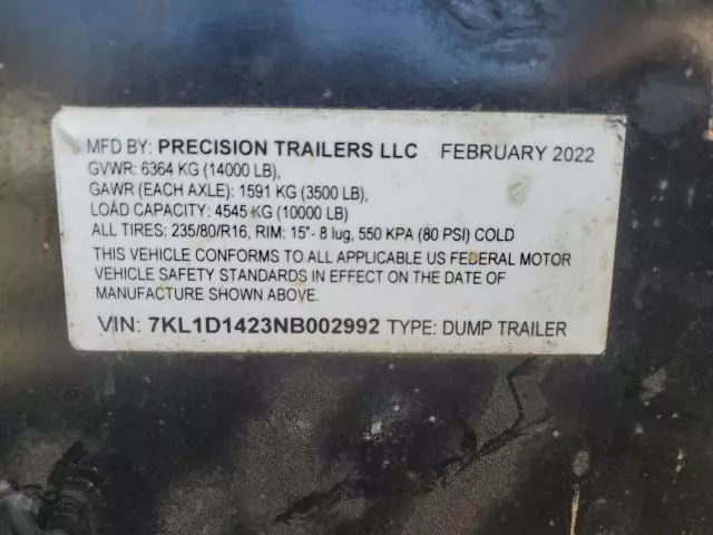 2022 Precision Dump Trailer