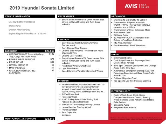 2019 Hyundai Sonata Limited