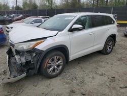 Salvage cars for sale from Copart Waldorf, MD: 2015 Toyota Highlander LE