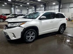 Salvage cars for sale at Ham Lake, MN auction: 2018 Toyota Highlander LE