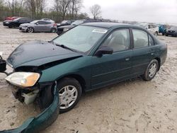 Salvage cars for sale at Cicero, IN auction: 2001 Honda Civic LX