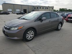 Salvage cars for sale from Copart Wilmer, TX: 2012 Honda Civic LX