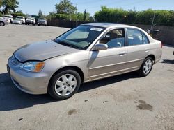 Salvage cars for sale from Copart San Martin, CA: 2002 Honda Civic EX