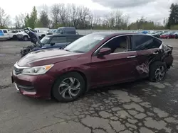 Salvage cars for sale from Copart Portland, OR: 2016 Honda Accord LX