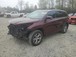 Salvage cars for sale from Copart Waldorf, MD: 2015 Toyota Highlander XLE