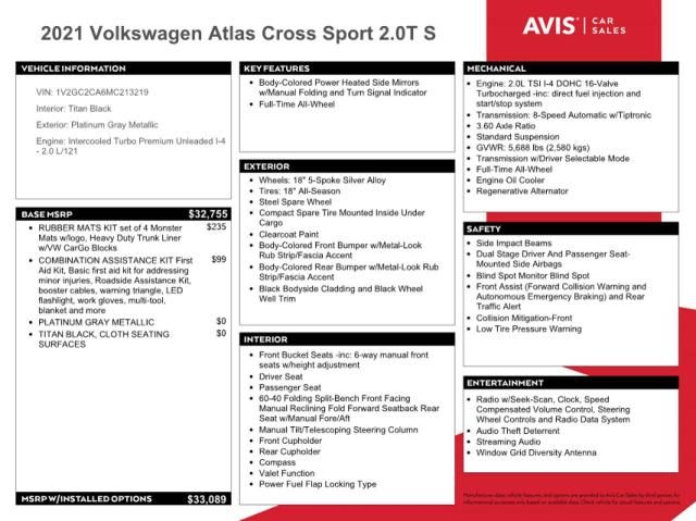 2021 Volkswagen Atlas Cross Sport S