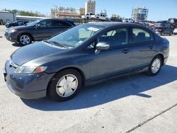 Salvage cars for sale from Copart New Orleans, LA: 2007 Honda Civic Hybrid
