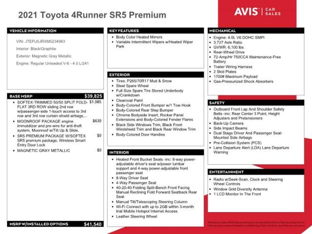 2021 Toyota 4runner SR5
