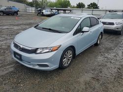 Salvage cars for sale at Sacramento, CA auction: 2012 Honda Civic EXL