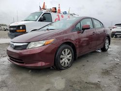 Salvage cars for sale from Copart Cahokia Heights, IL: 2012 Honda Civic LX