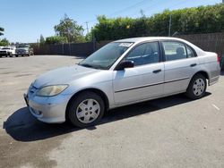 Salvage cars for sale from Copart San Martin, CA: 2005 Honda Civic DX VP