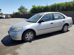 Salvage cars for sale at San Martin, CA auction: 2005 Honda Civic DX VP