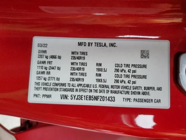 2022 Tesla Model 3