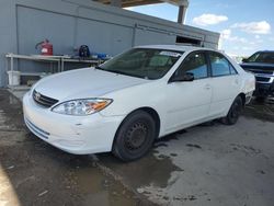 Salvage cars for sale at West Palm Beach, FL auction: 2002 Toyota Camry LE