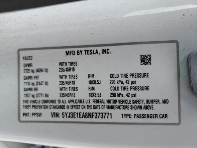 2022 Tesla Model 3