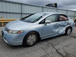 Salvage cars for sale from Copart Dyer, IN: 2007 Honda Civic Hybrid