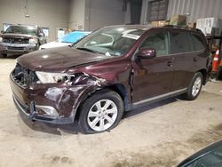 Salvage cars for sale from Copart West Mifflin, PA: 2013 Toyota Highlander Base