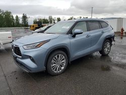 Salvage cars for sale at Portland, OR auction: 2022 Toyota Highlander Hybrid Platinum