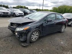 Salvage cars for sale at East Granby, CT auction: 2012 Honda Civic LX