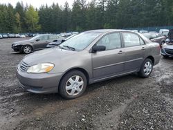 Salvage cars for sale from Copart Graham, WA: 2003 Toyota Corolla CE
