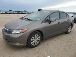 Salvage cars for sale from Copart San Antonio, TX: 2012 Honda Civic LX